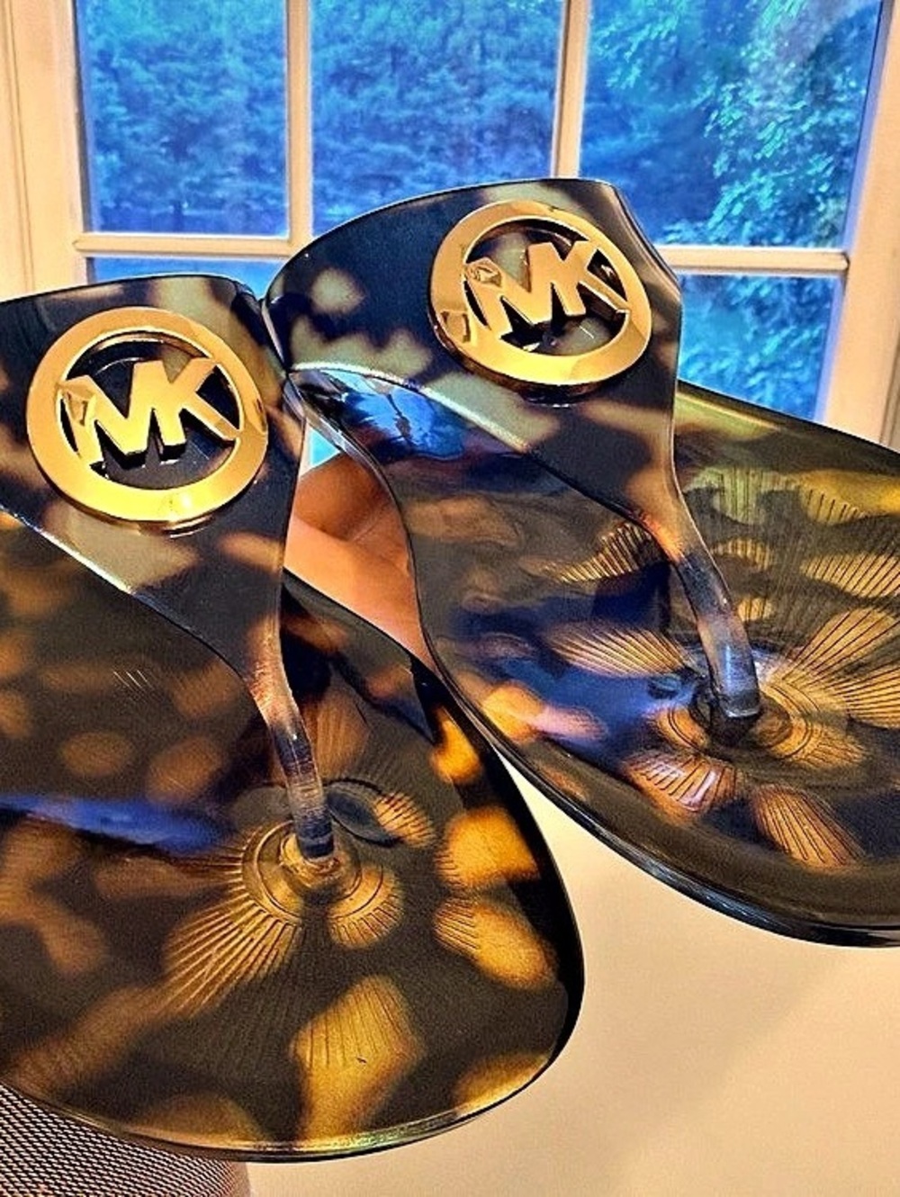 Michael Kors Jet Set Jelly Flip-Flop Tortoiseshell Thong Sandals US 8